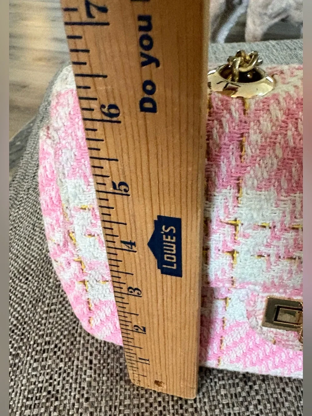 Pink and white tweed mini two Way Crossbody handbag